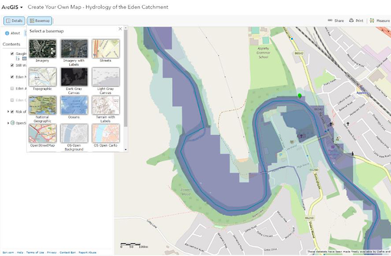 ArcGIS web map: Hydrology of the Eden