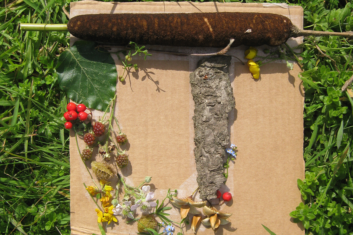 A letter made from natural materials