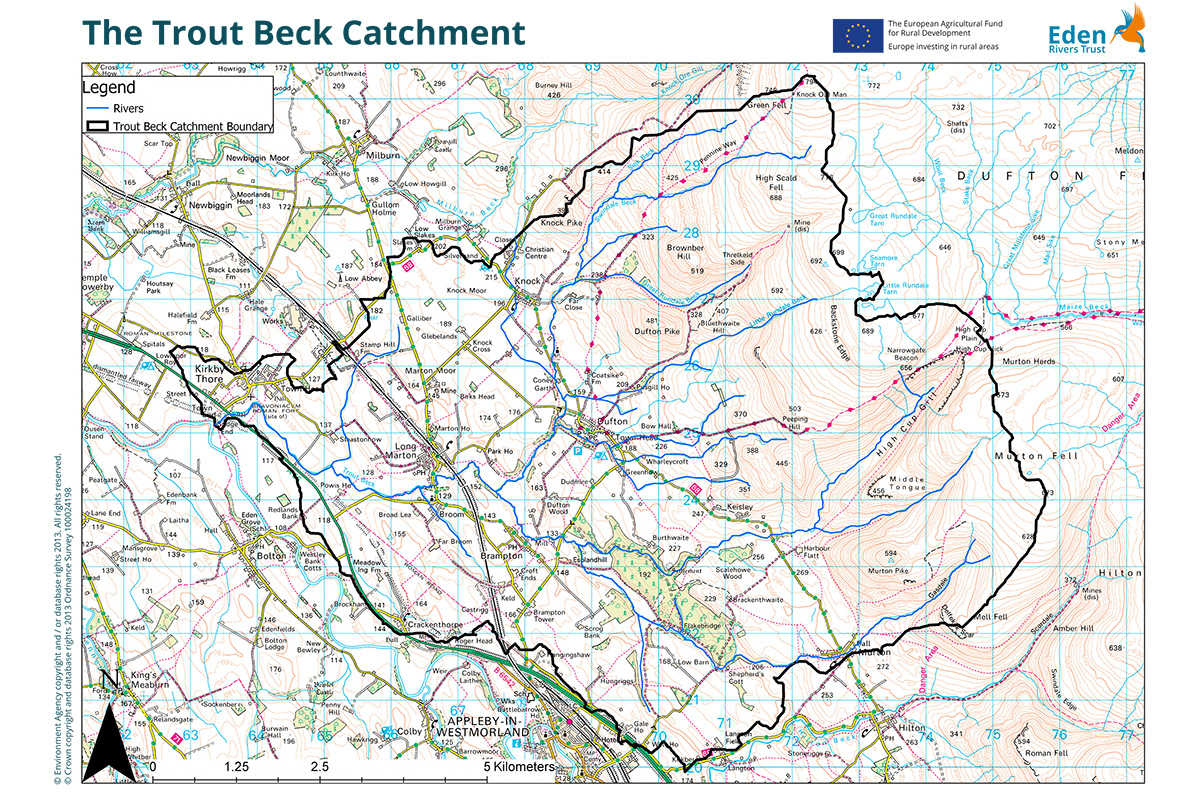 Map of the Trout Beck catchment in Cumbria