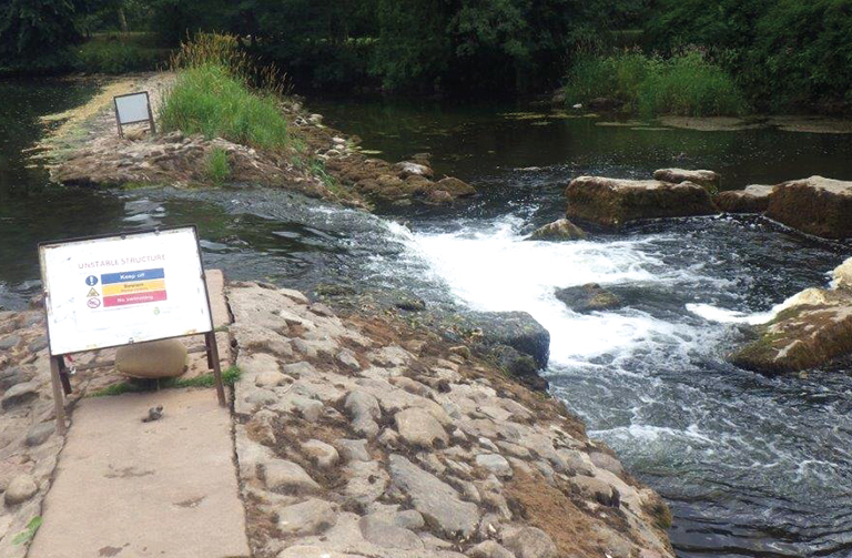 damaged weir in Appleby