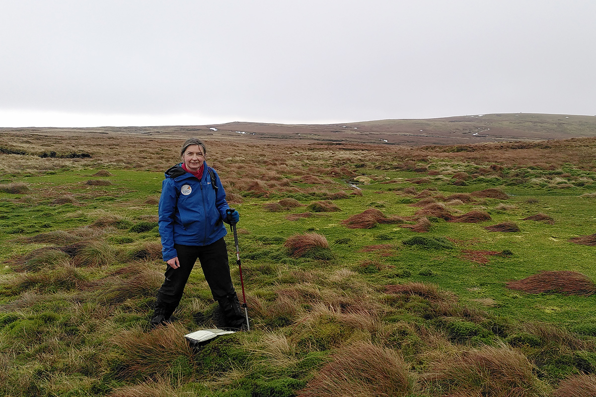 Sphagnum moss and Elizabeth at the source of the Eden